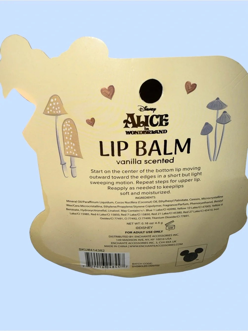 NWT Limited Edition- Disney’s Alice in Wonderland Coconut/ Vanilla Lip Balm Set